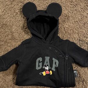 GAP Kids Black Hoodie with Mickey Mouse Design
